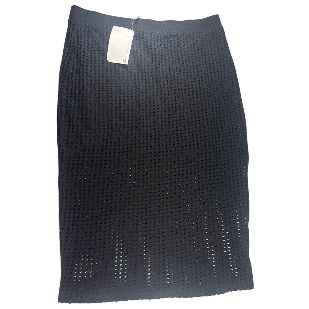 Fabletics Zoe Mesh Jersey Overlay Midi Skirt Half Lined XL Black NWT